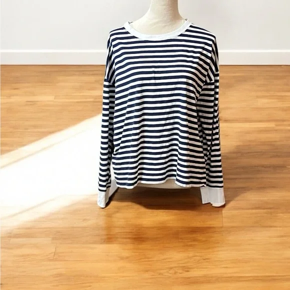 Crew Relaxed Blue and White Long Sleeve Tee